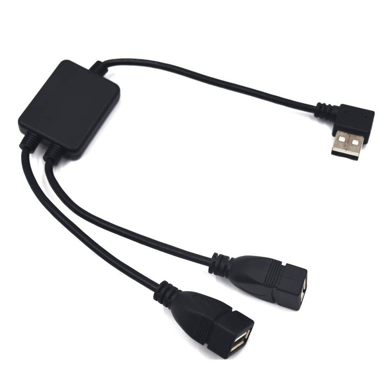 12 Inch Left Angle USB 2.0 Splitter Cable 1 Male 2 Female Extender HUB Cord