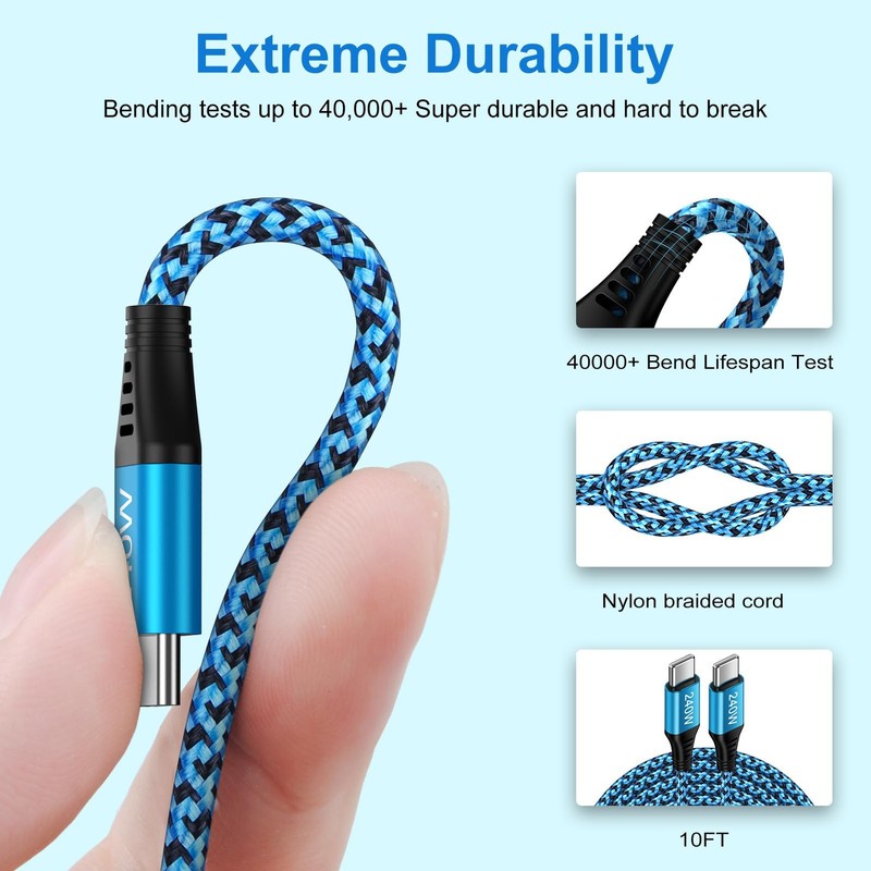 USB to USB iPhone 17 Max Charger Cable 240W 10FT Long USBC Fast Charging Cabl... gallery