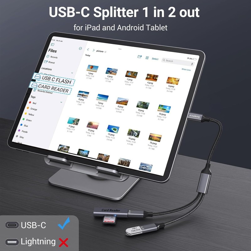 USB C Splitter 1 in 2 Out Charging Data Transfer Cable for Laptop Mac Smartphone gallery