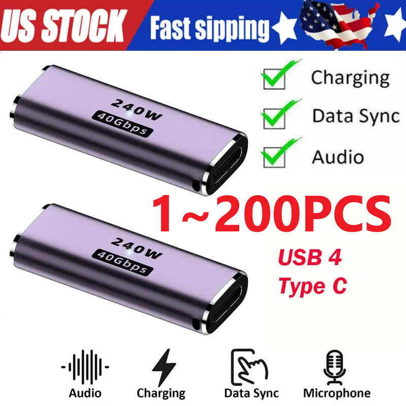 USB 4 Type C Female to Female Adapter Coupler 240W 40Gbps 8K for Thunderbolt Lot