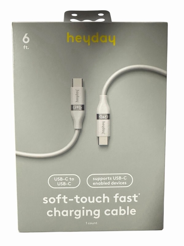 NEW* HeyDay* 6ft USB-C to USB-C * Soft Touch Fast Charging Cable Cord gallery