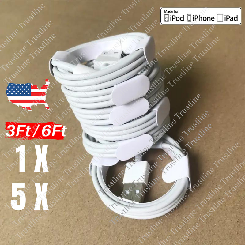 1/5X Lot USB Cable Charging For iPhone 14/13/12/11/8/7/6/XR Charger Cord 6Ft 3Ft