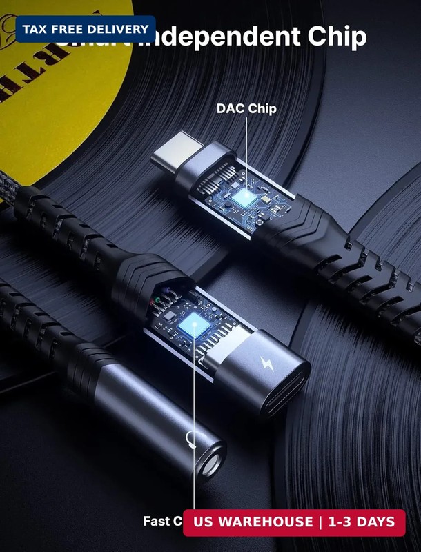 JSAUX USB C to 3.5mm Headphone and Charger Adapter, 2-in-1 Type C to Aux Audio J gallery