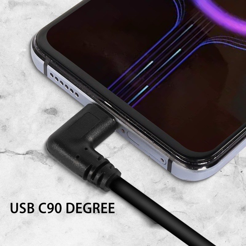 Gold Plated Short Left Angle USB Type C Cable 90 Degree Fast Charging 0.25M gallery