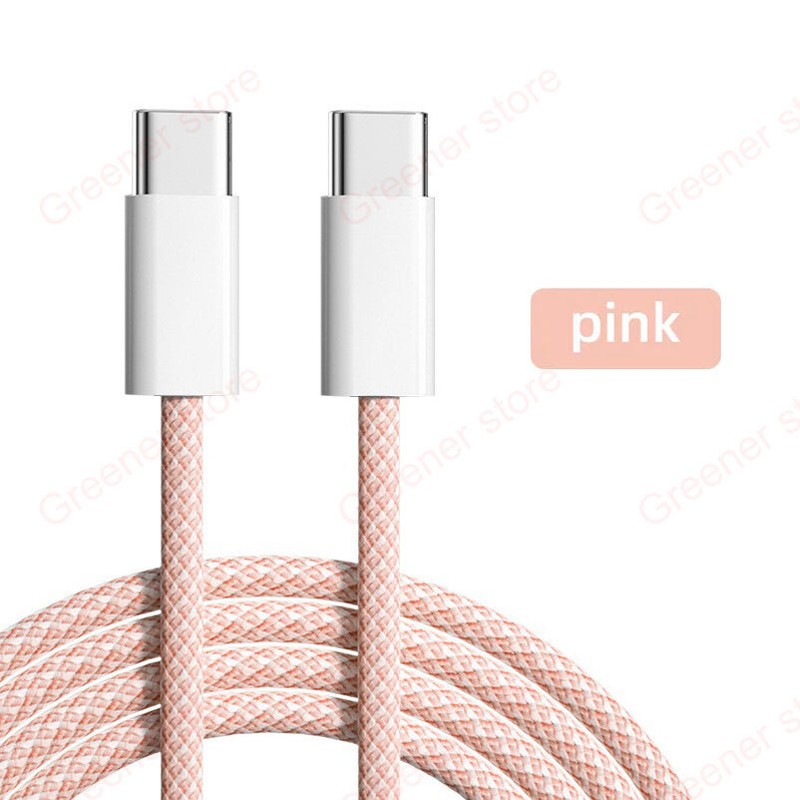 60W Dual Type-C Charger USB-C to USB-C Cable 3A Data Sync Fast Charging 1M 2M