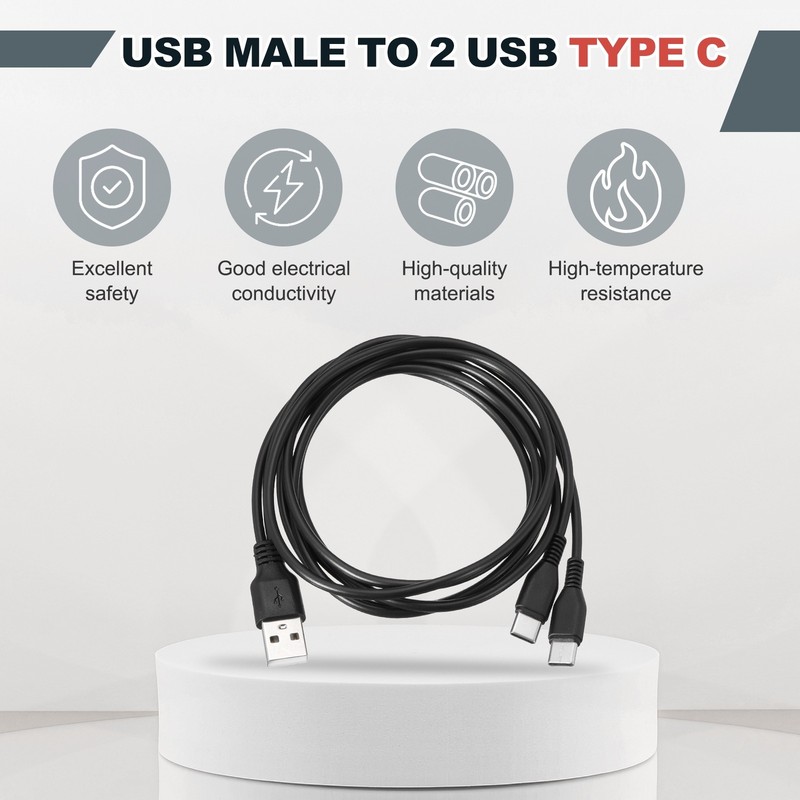 2 Pcs Multi USB A to 2 USB Type C 2 in 1 Splitter 39 Inch, 2Colors gallery