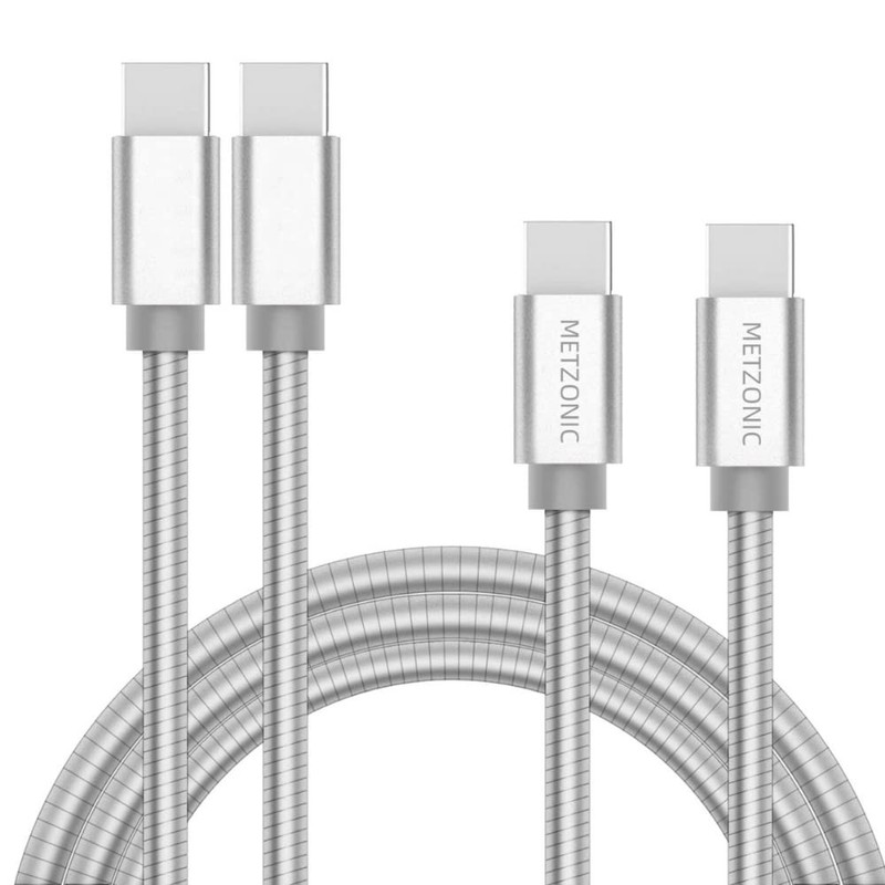 USB C to USB C Cable, 2-Pack 6.6FT Pet Chew Proof Metal Braided Type-C Charge…