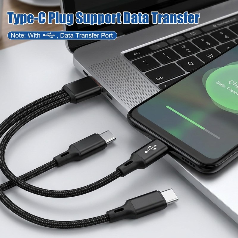 Fibraze USB C Splitter Cable, 5A Fast A Male to 3 7.87 inches, Black gallery