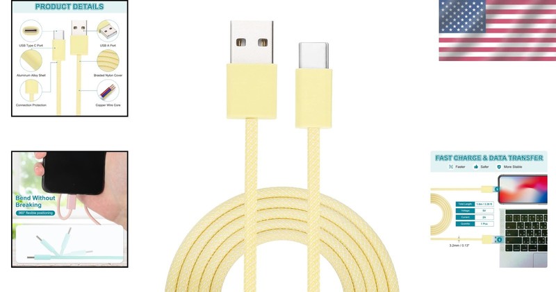 3.28ft USB Type C Charger Cable - Durable Braided Design for Multiple Devices gallery