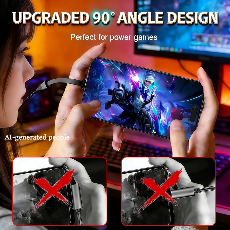 High-Speed 60W USB C Type C Cable with Right Angle Design for Gaming & Travel gallery
