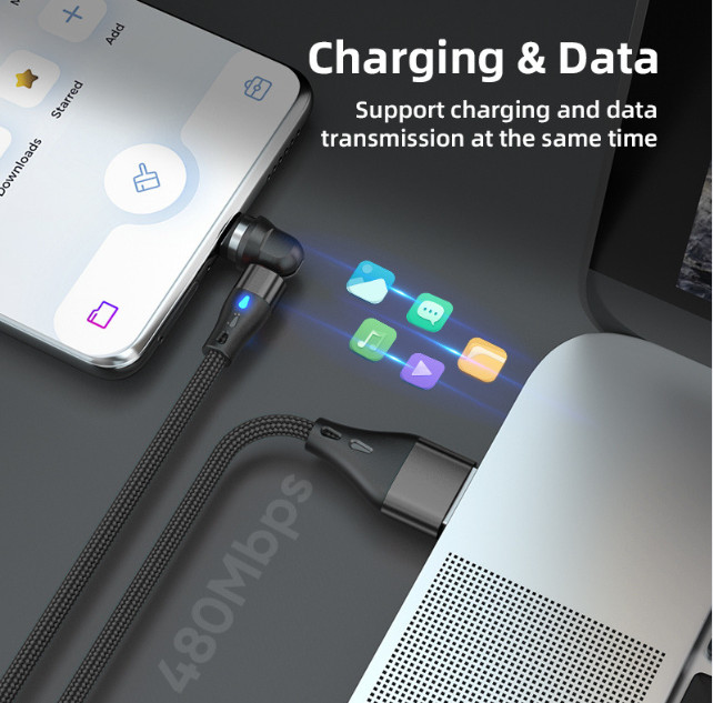 For iPhone 14 13 12 11 XR X 8 7 6 360° Magnetic USB Fast Charger Data Cable Cord gallery