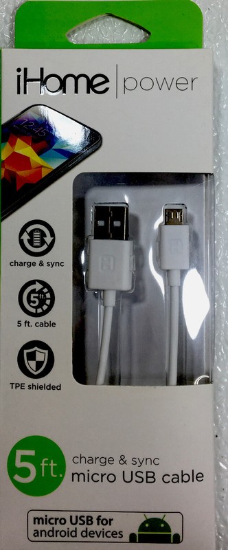 iHome Micro USB Charge & Sync Cables for Android White Fast Free Ship NEW