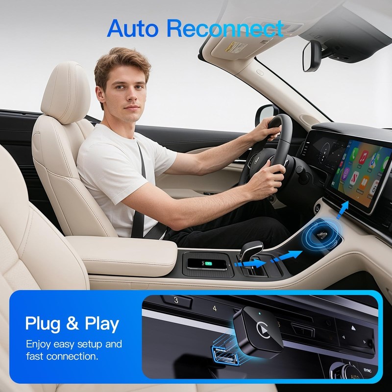 2-in-1 Wireless CarPlay & Android Adapter | Plug & Play, No Latency, Fits 1000+ gallery