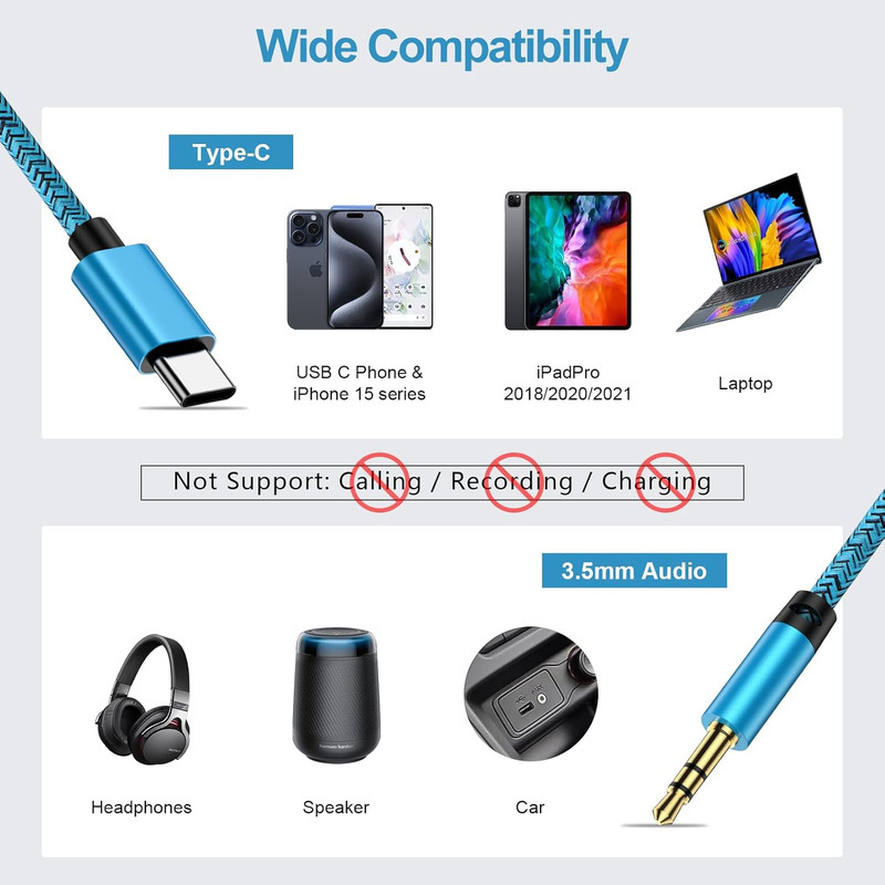 USB C to 3.5mm iPhone 17 Pro Max 16 15 Audio Aux Jack Cable Car Stereo Cord 3.3f gallery
