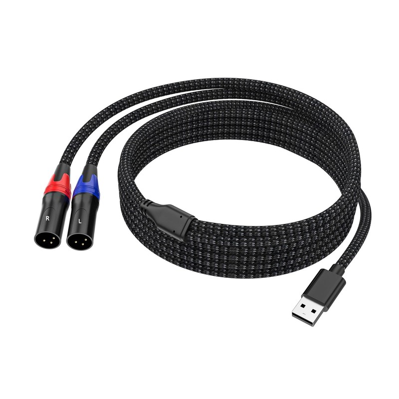 USB A to Dual XLR Male Audio Cable and Sterro Power Amplifier Cable, 3.3 Foot...