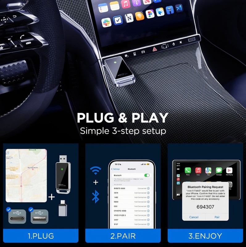 Wireless CarPlay Adapter 2024 Apple BY967D NEW . Open Box. gallery