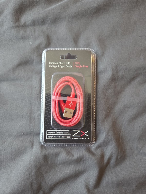 3-foot red ZX branded Durable Micro USB Charge & Sync Cable