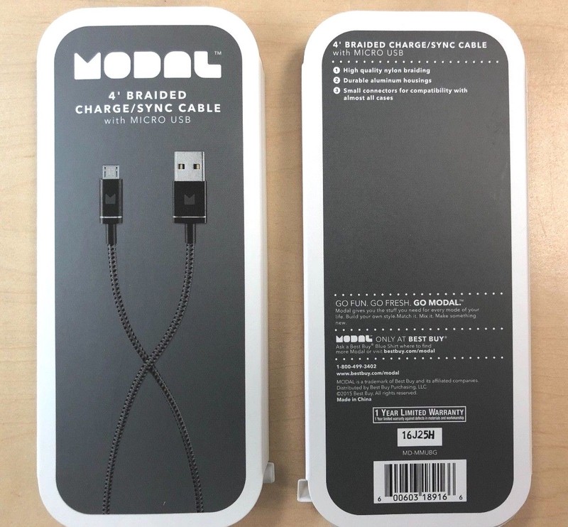 NEW Modal 4ft Braided Micro USB Charge & Sync Cable for All Micro Connector