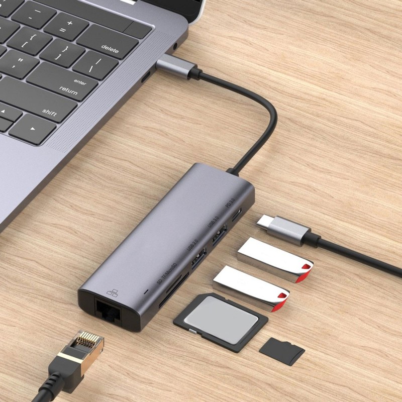USB-C Hub 6-in-1 Adapter RJ45 Ethernet Port TYPE-C PD Charger for SmartPhones gallery
