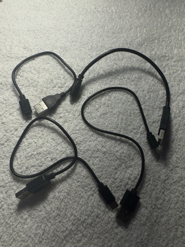 Lot of 4 Mixed Short Cables 3 USB-A to Micro-USB Cables and 1 USB Type C Cable gallery