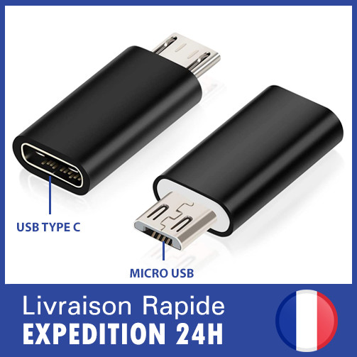 Micro USB to USB C adapter (USB type-C) converter plug port cable Black