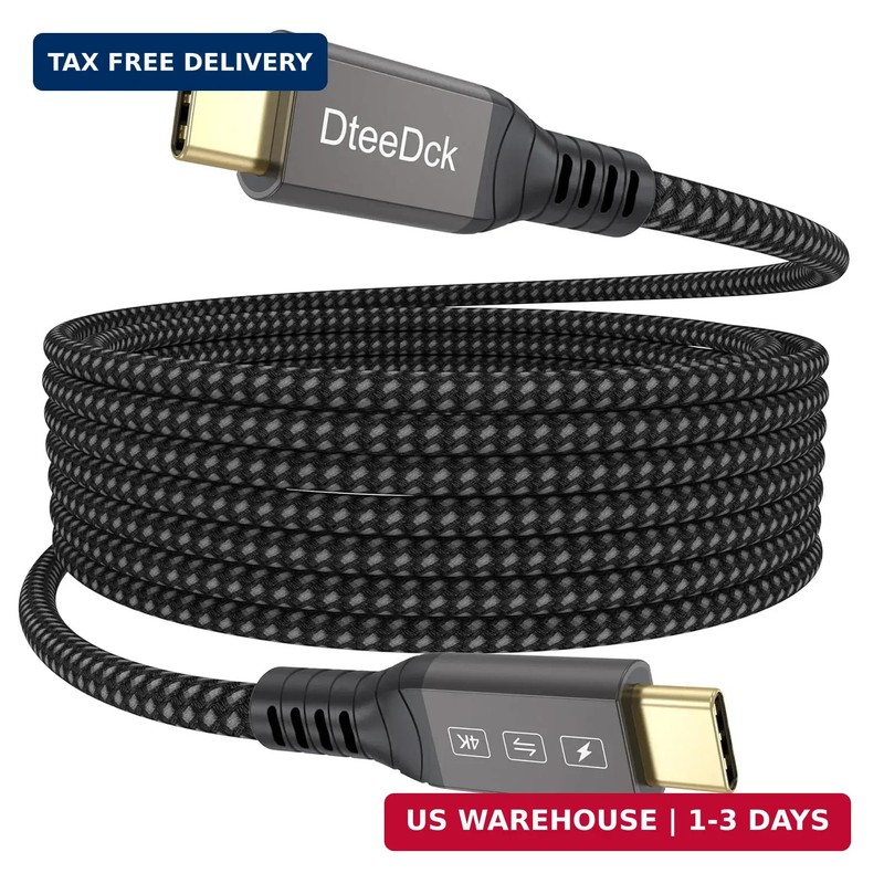 USB C Monitor Cable 15ft, 4K@60Hz Video Display Long USB-C 3.2 Gen 2 Cord, 100W