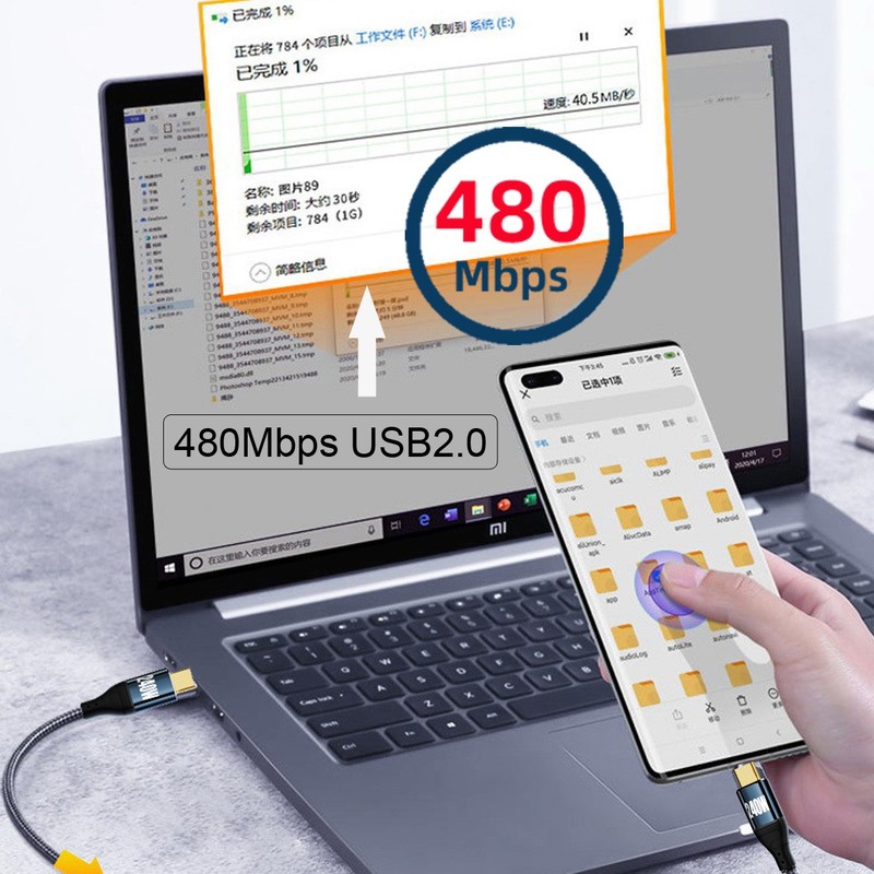 Chenyang USB-C Type-C Cable 480Mbps 48V 5A 240W Compatible with USB2.0 100W gallery