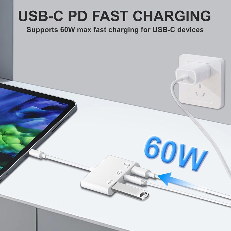 3-in-1 USB C Adapter with 3.5mm Audio Port and Fast Charging Capability gallery