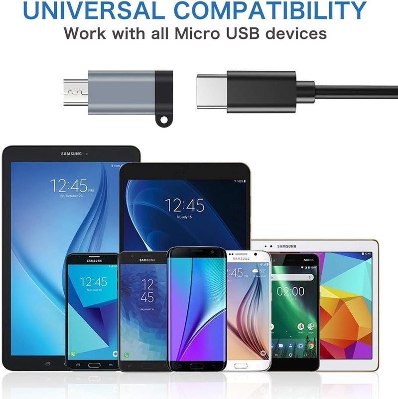 USB C to Micro Adapter, (4-Pack) Type C Female Male Grey gallery