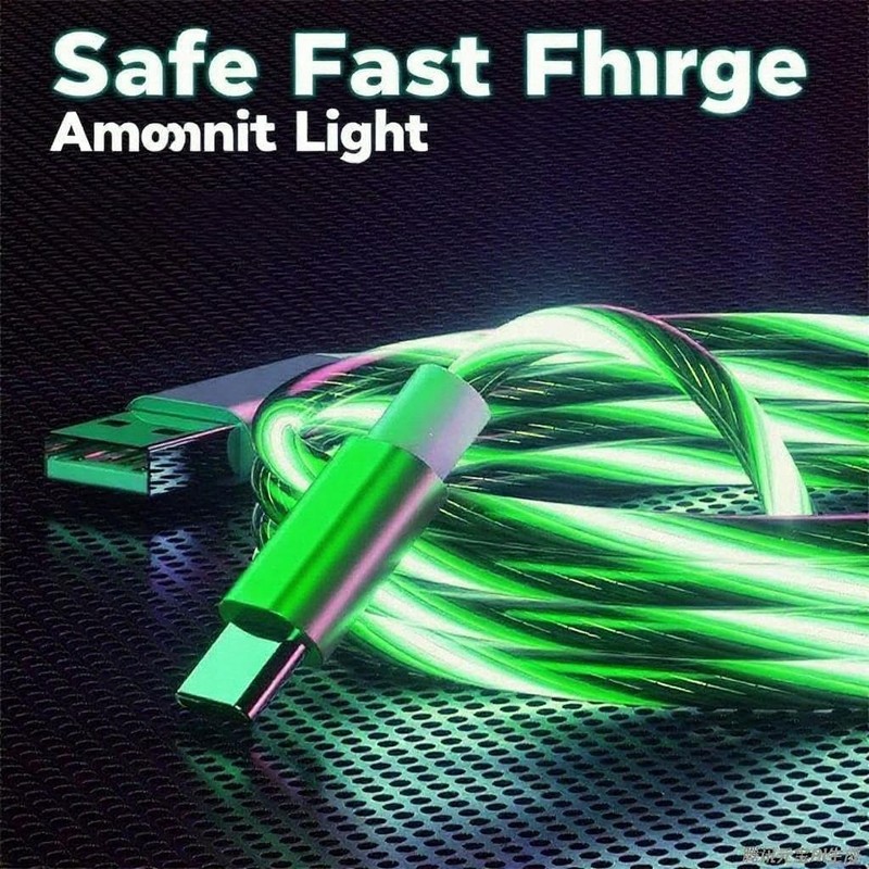 USB Cable PD Fast Charger Lighted Up (USB A to C Green),Mobile Phone Data Cab... gallery