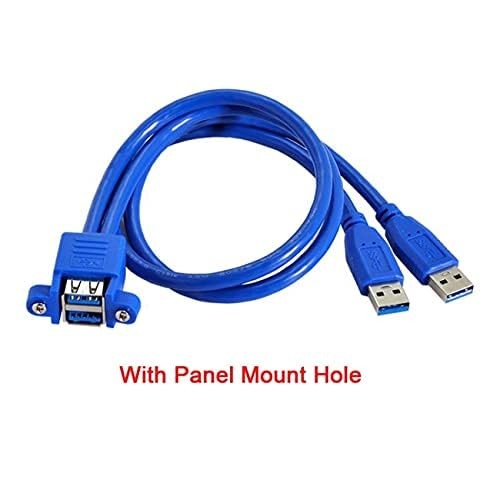 Combo Dual USB 3.0 Male To Stackable Female Extension Cable 50cm Screw Mount gallery