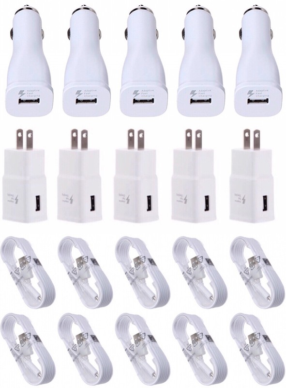 5X Fast Wall 5x Car Charger 10x Micro Cable For Samsung Galaxy S7 S6 Edge+ Note