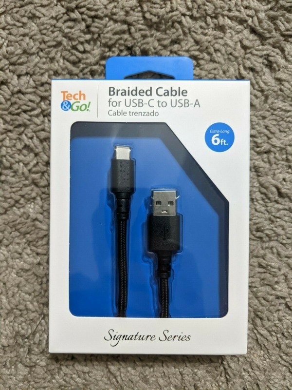 8 Tech&Go 6 ft. Braided Patch Cable for USB-C to USB-A Signature Series Lot of 8 gallery