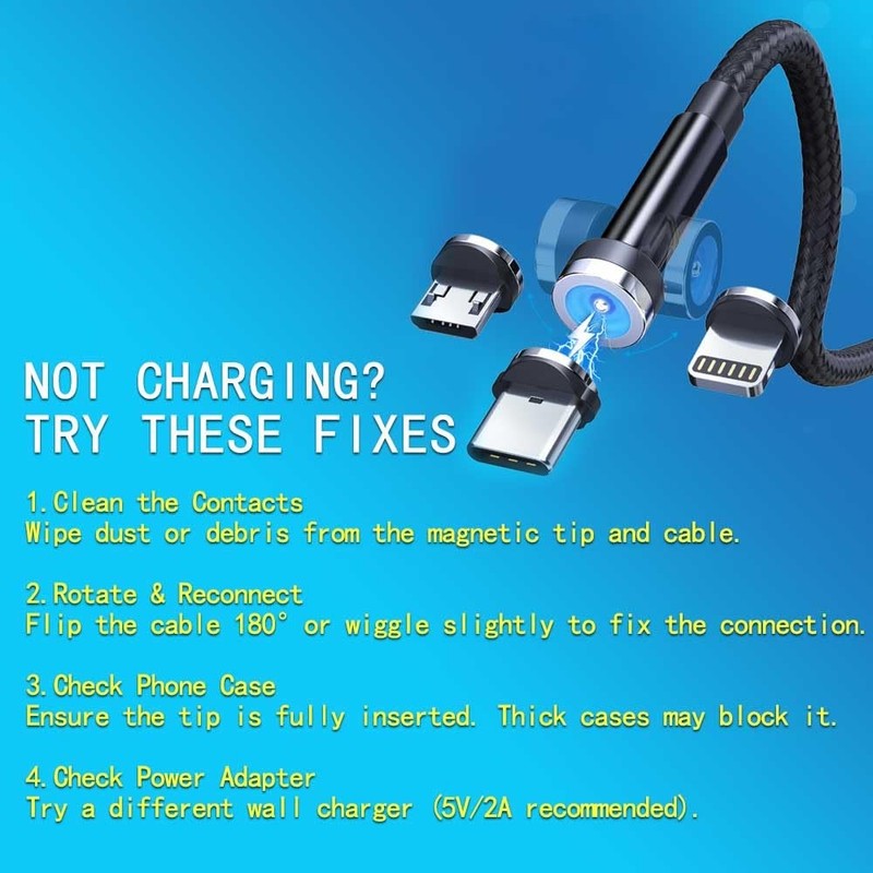 540° Rotating Magnetic Charging Cable (Red 4-Pack 3/3/6/6ft) 3 in 1 USB C Mag... gallery
