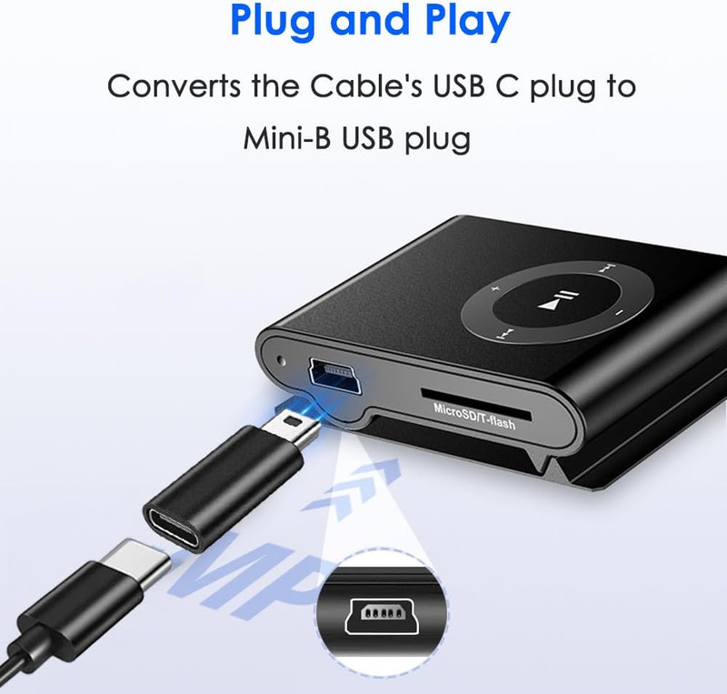 USB C to Mini USB Adapter 2 Pack, USB Type C Female to Mini USB 2.0 Type-B Male gallery