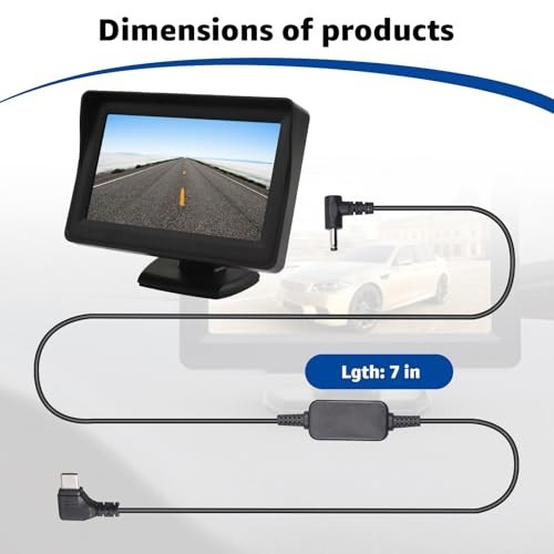 USB-C to DC Car Charger Cable for 7" Monitor & Wireless Backup Camera Power Supp gallery