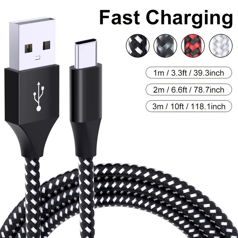 USB-A to USB-C Fast Charging Cable Type-C for iPhone 16 15 Pro Max Plus Samsung