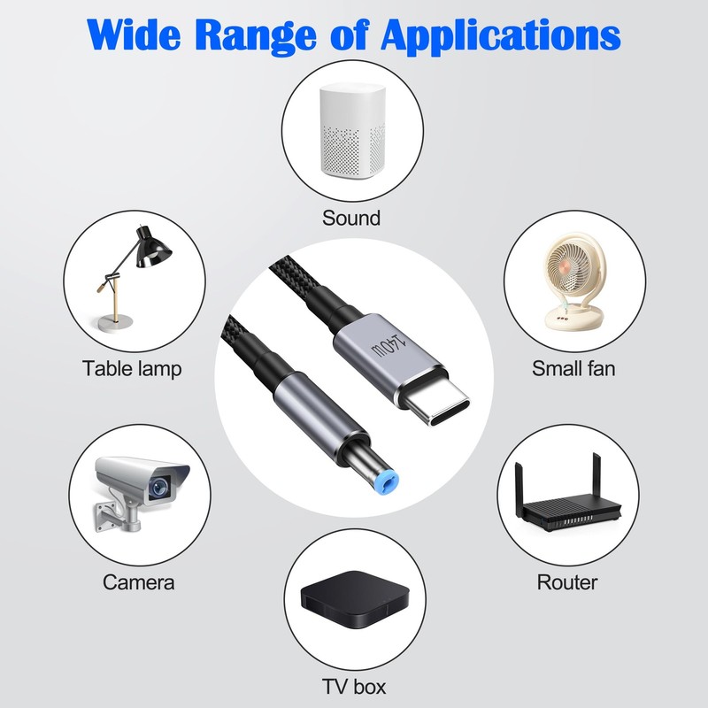 USB C To DC 5.5x2.1mm Power Cable Quick Charging Cord PD 140W 7A 1.8M Output gallery