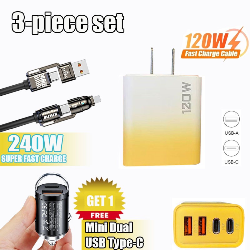 120W USB-C Super Fast Charging Wall Charger & USB-C Type C Cable For Samsung E