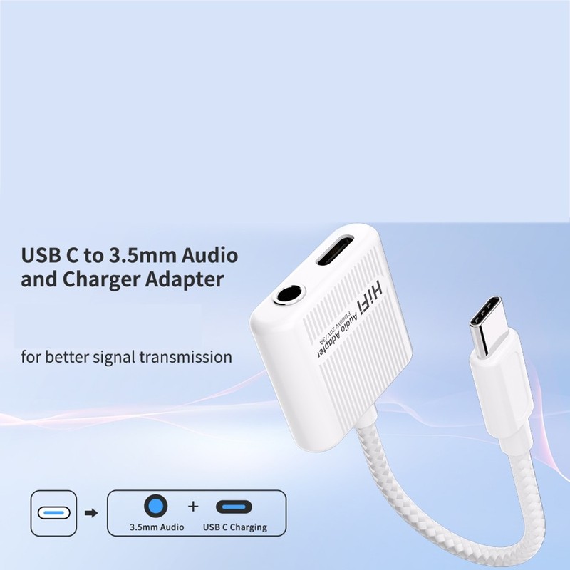 USB-C Audio Charging Adapter to 3.5mm 60W PD Type C Aux Converter Z4P7 gallery
