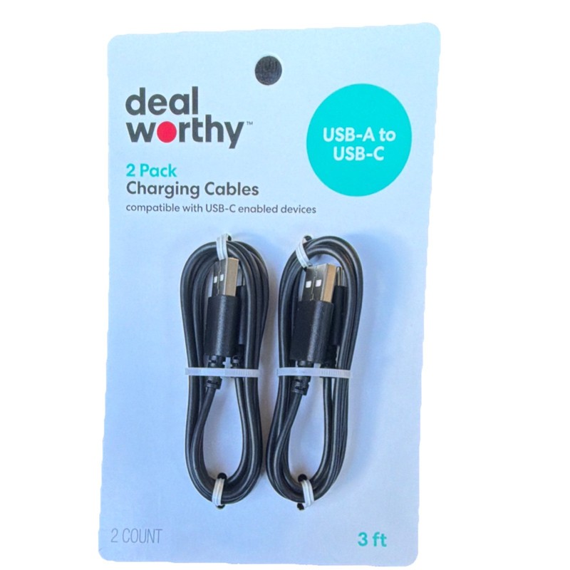 deal worthy Fast Charge USB-A to USB-C Charging Cables 2 Pack 3 ft Black
