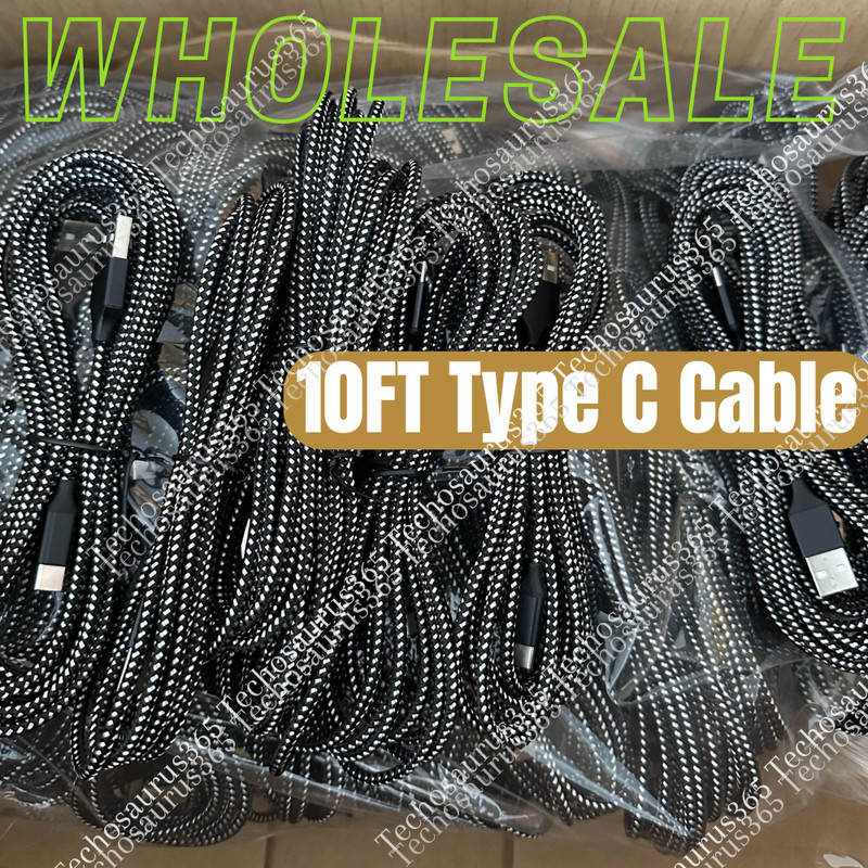1-100 Lot 10ft USB Type C Fast Charger Cable For Samsung Android Charging Cord