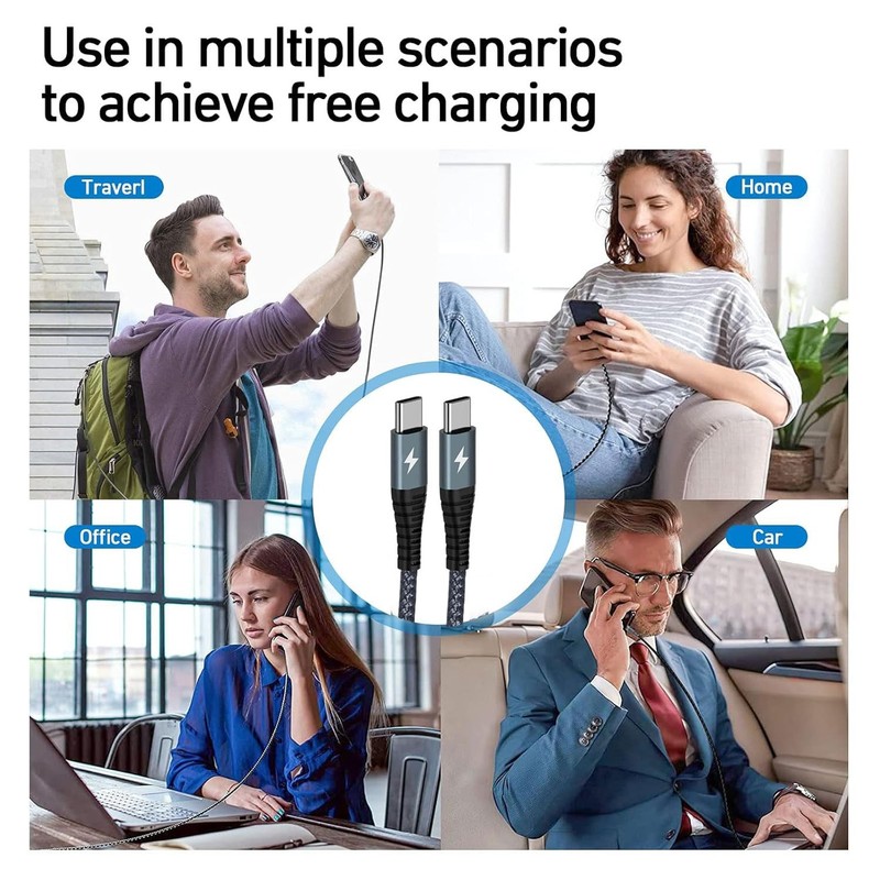 USB C to C Cable Type C To Type C Fast Charging Cord 6ft Gray Blue Power Wire gallery