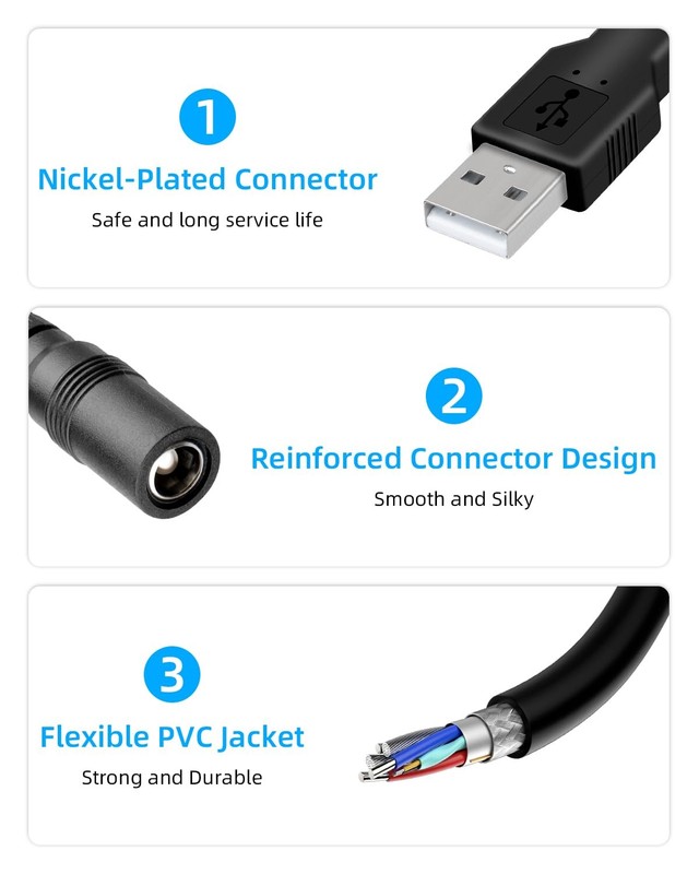 5V USB A to DC 5.5 x 2.5mm Splitter Power Cord 1 in to 2 Out, USB to Dual DC ... gallery