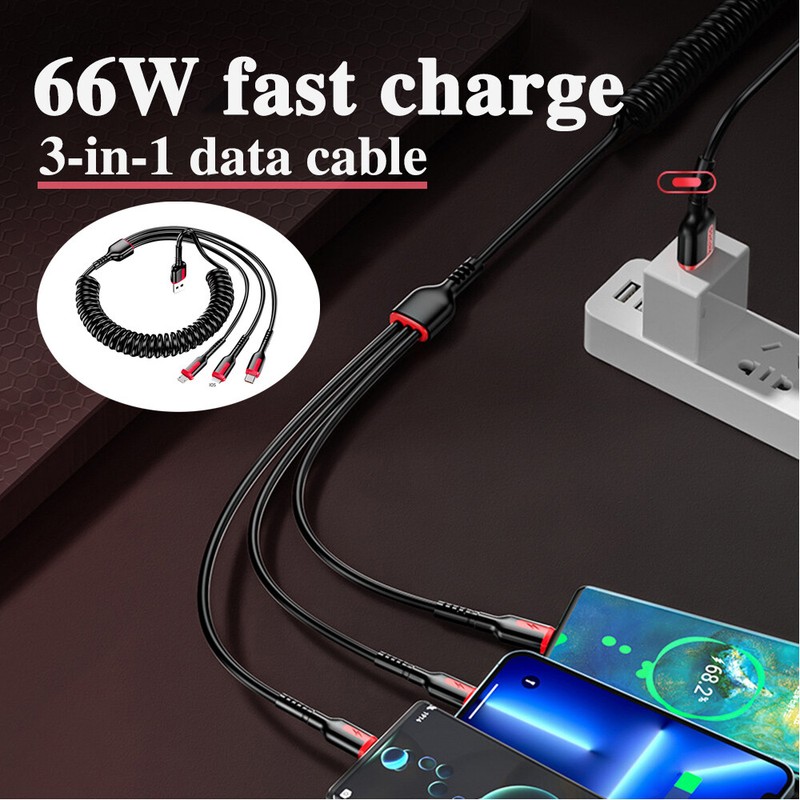 3in1 Multi Head USB Cable Charger Fast Charging Data Sync for iPhone Sumsang US gallery