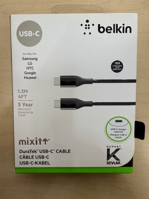 Belkin Mixit 4FT DuraTek Kevlar Cable USB-C to USB-C , C to C Cable