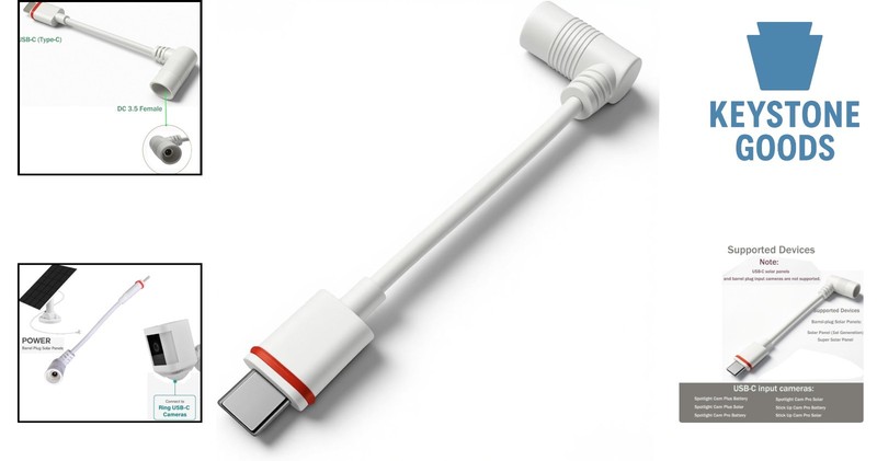 Universal USB-C Adapter for Ring Solar Panel & Cameras - High-Quality & Durable gallery