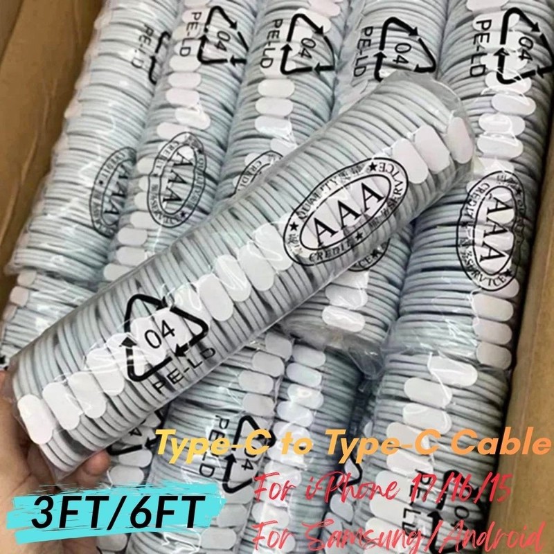 Bulk Lot 3FT/6FT PD 60W 3A USB-C to USB-C Cable Fast Charging Rapid Charger Cord