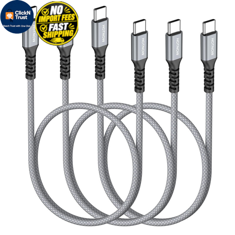 HOTNOW Short USB C to C Cable, 6 inch 3 Pack,Type C 0.5FT, Grey+White