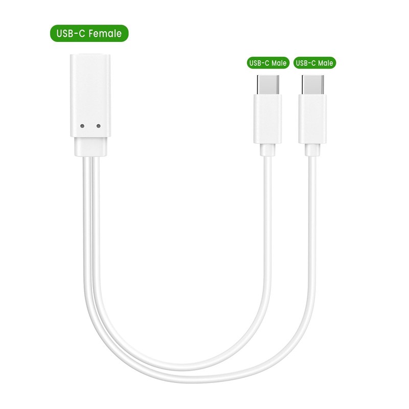 USBC Splitter Cable 2in1 Female to 2 Male Type C Charger 1ft White gallery